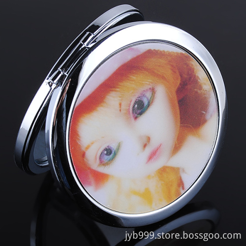 Cute baby doll mirror stock cheap 100pcs round shape metal compact make-up mirror